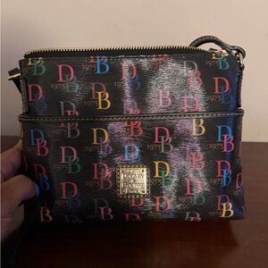 Dooney & Bourke Black Multicolor Logo Crossbody Bag